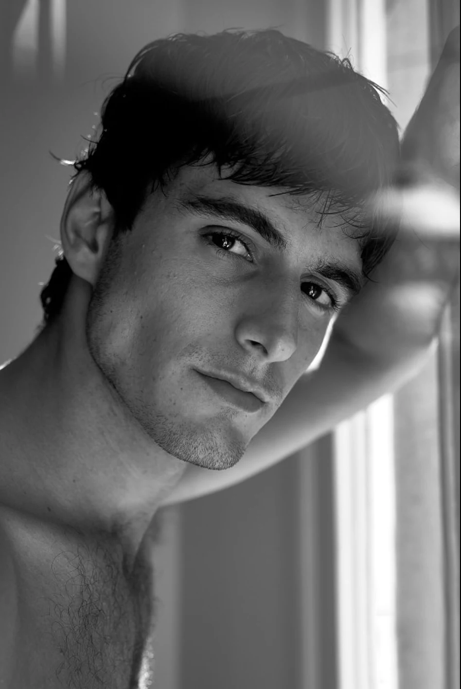 Luca Bold — international campaign and commercial model, black and white portrait
